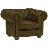 CHESTERFIELD-SESSEL - Wengefarben/Khaki, LIFESTYLE, Holz/Textil (115/76,5/96cm) - Landscape