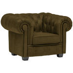 CHESTERFIELD-SESSEL - Wengefarben/Khaki, LIFESTYLE, Holz/Textil (115/76,5/96cm) - Landscape