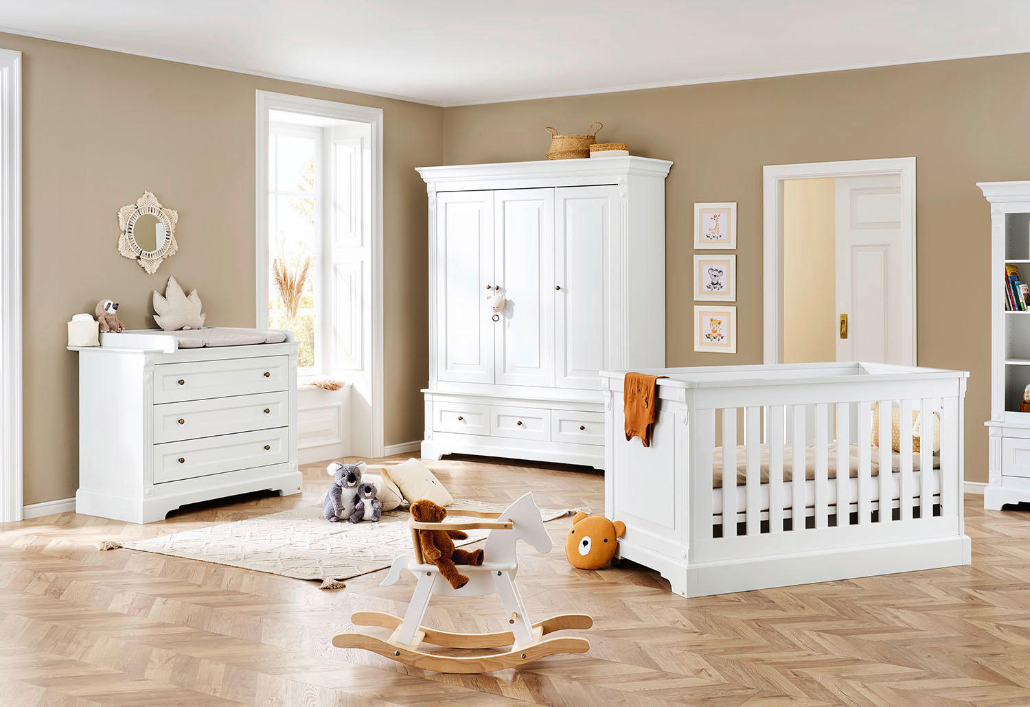 BABYZIMMER EMILIA 3-teilig  - Weiß, ROMANTIK / LANDHAUS, Holzwerkstoff - Pinolino