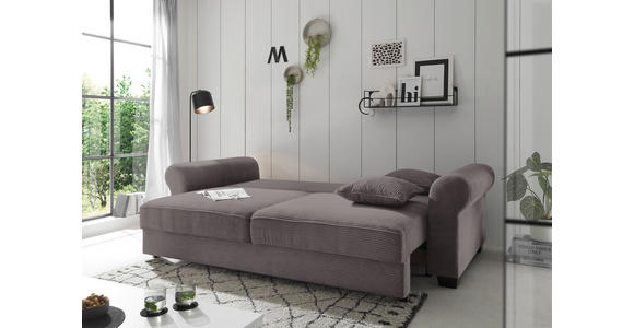 SCHLAFSOFA Cord Dunkelgrau  - Dunkelgrau/Schwarz, KONVENTIONELL, Kunststoff/Textil (250/95/125cm) - Hom`in