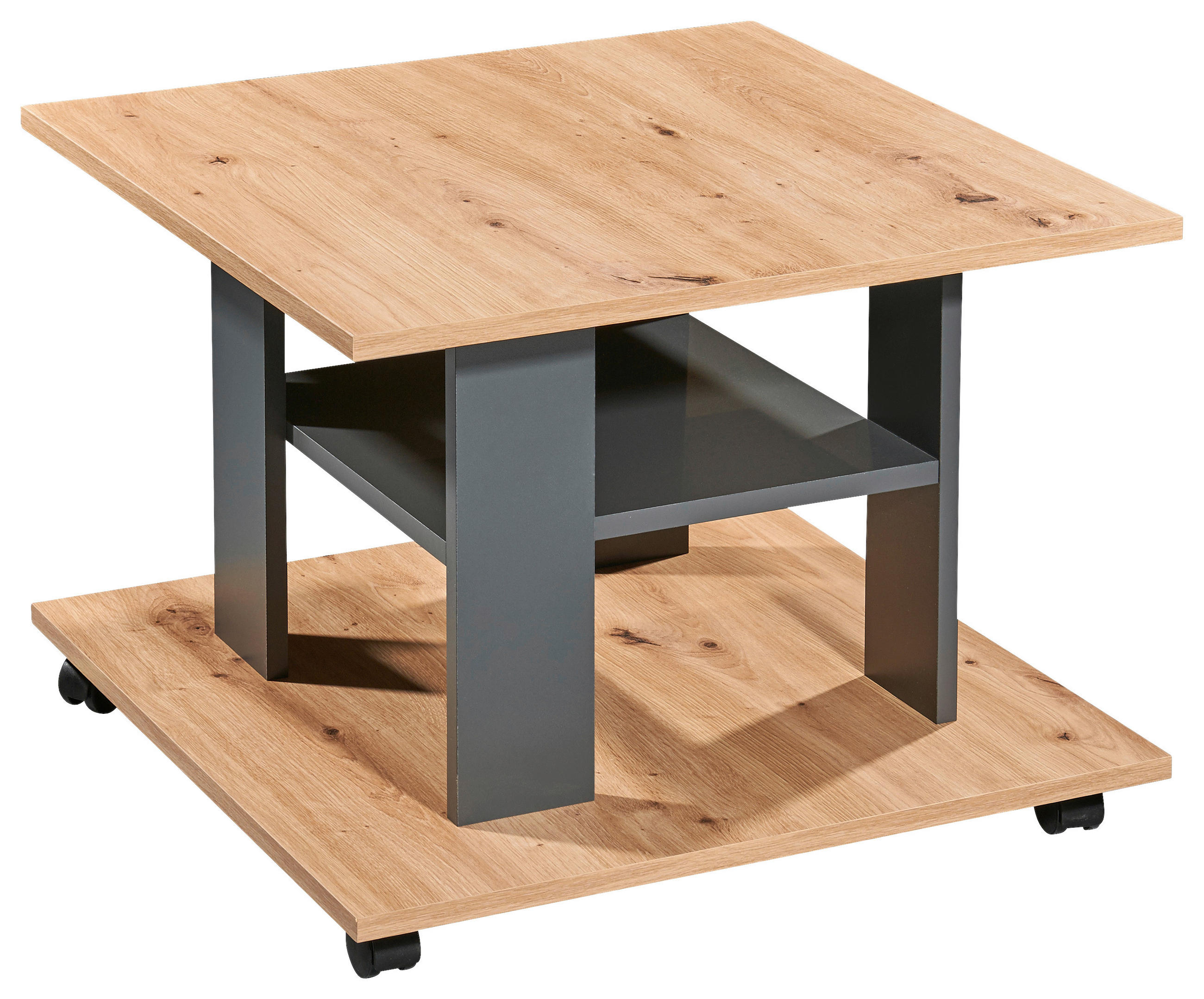 COUCHTISCH 60/60/45 cm quadratisch Anthrazit, Eiche Artisan  - Anthrazit/Eiche Artisan, KONVENTIONELL, Holzwerkstoff/Kunststoff (60/60/45cm) - Carryhome