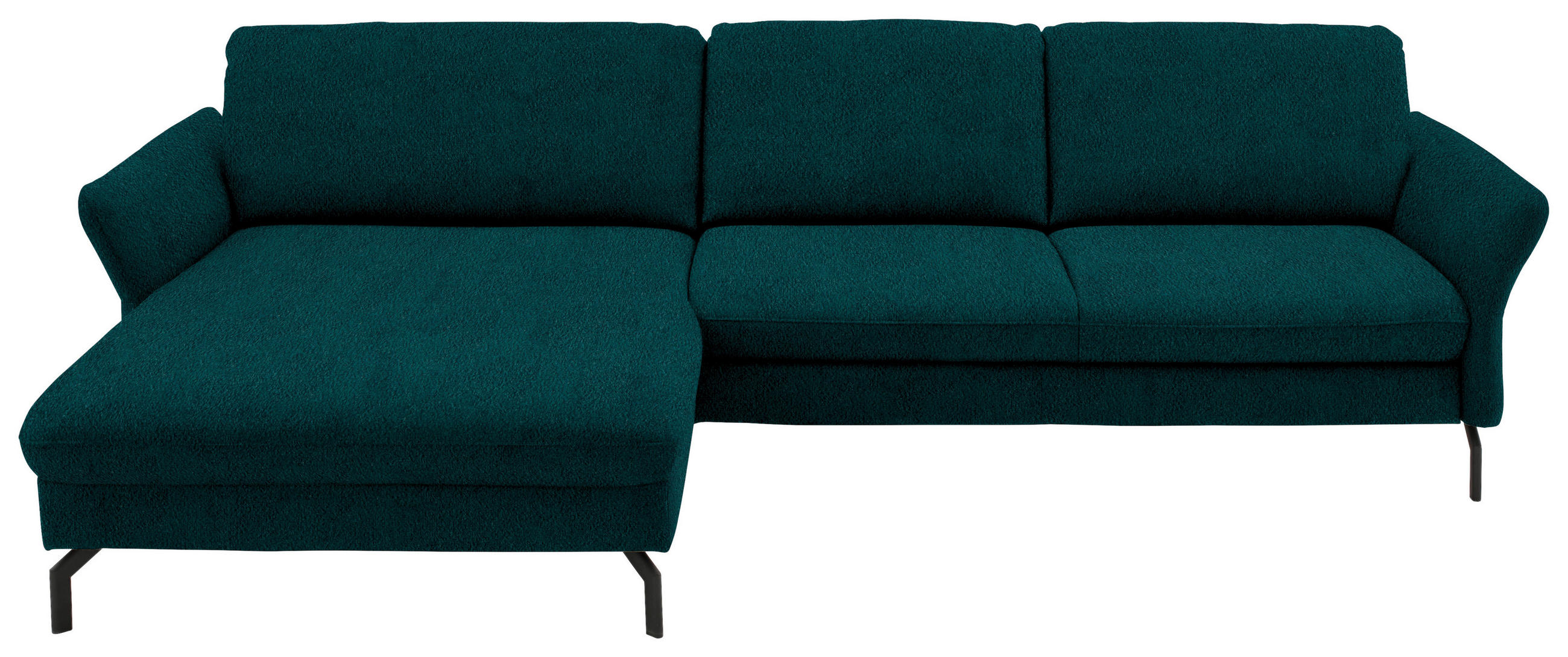 ECKSOFA in Velours Petrol  - Petrol/Schwarz, Design, Textil/Metall (179/306cm) - Beldomo System