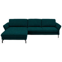 ECKSOFA in Velours Petrol  179/306 cm  - Petrol/Schwarz, Design, Textil/Metall (179/306cm) - Beldomo System