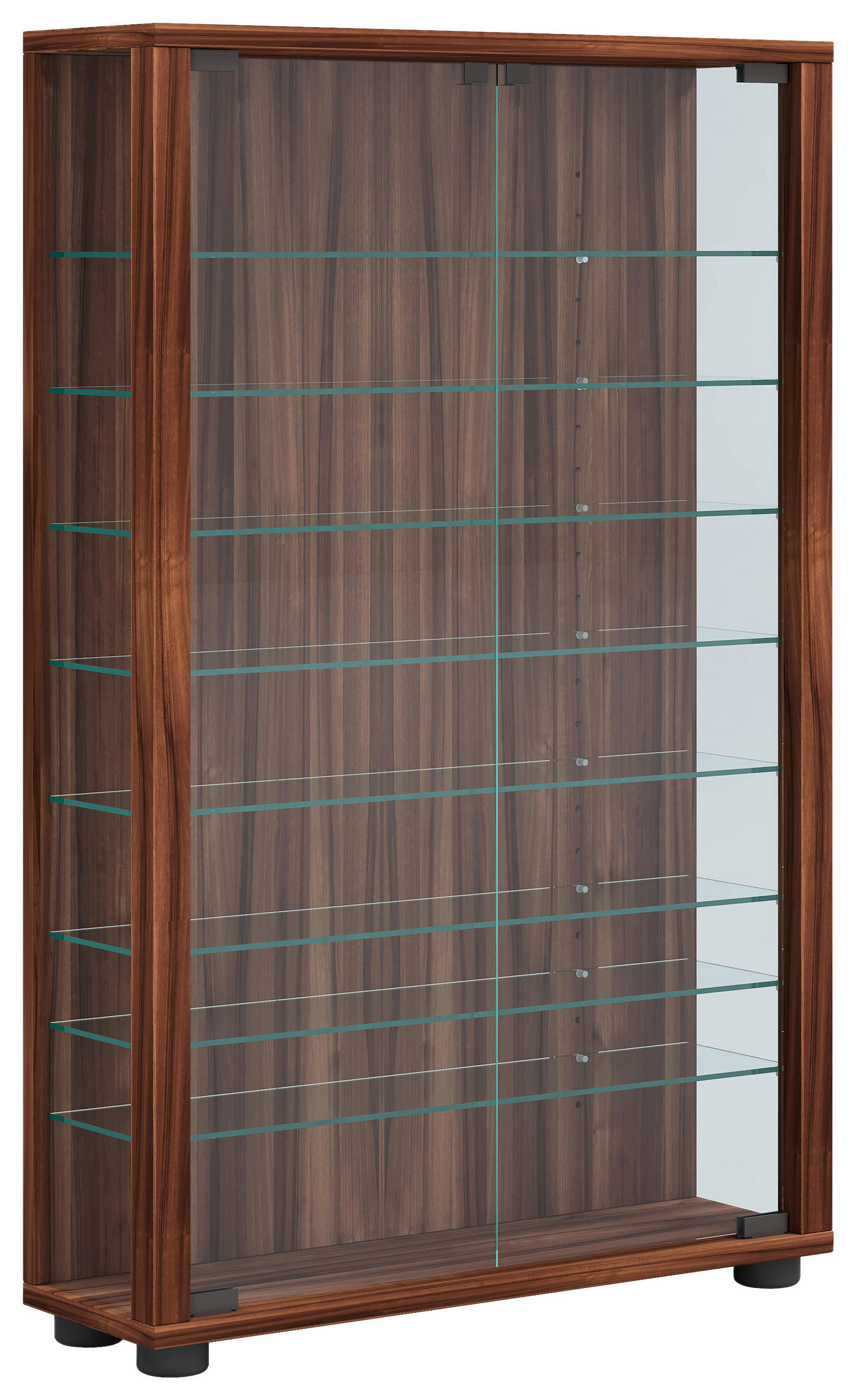 VITRINE Lumo in Nussbaumfarben  - Transparent/Nussbaumfarben, Design, Glas/Holzwerkstoff (59/90/18cm) - MID.YOU