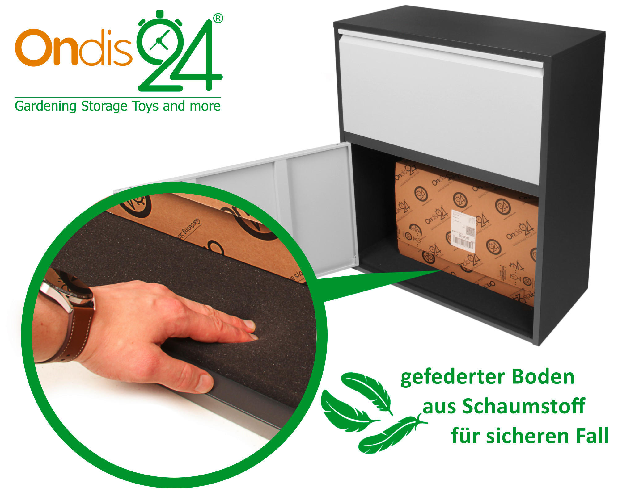 Thumbnail - Ambia Garden Paketbox, Grau, Schwarz, Metall, 82x103x38 cm, 2 Schlüssel, Einwurföffnung mit Klappe, Gartenzubehör, Paket...