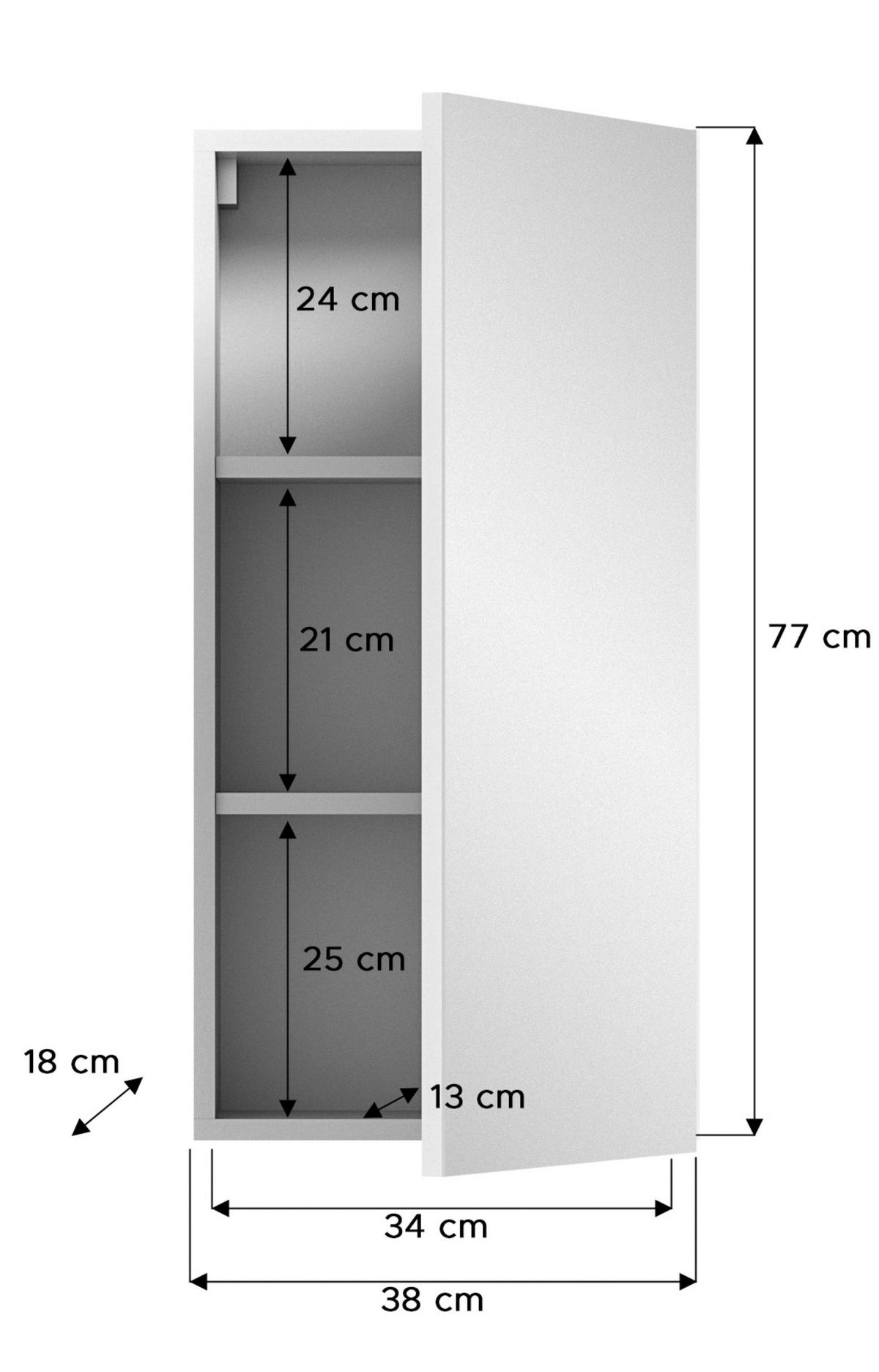 GÄSTEBAD  - Weiß Hochglanz/Schwarz, MODERN, Holzwerkstoff/Kunststoff (38/190/34cm) - MID.YOU