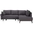 ECKSOFA in Samt Dunkelgrau  - Dunkelgrau/Schwarz, LIFESTYLE, Textil/Metall (250/191cm) - Carryhome