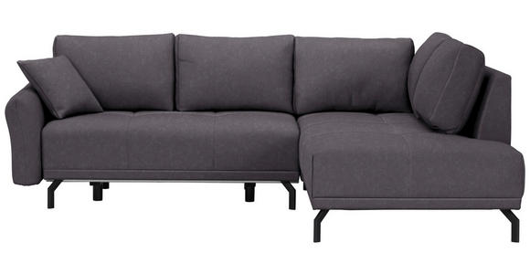 ECKSOFA in Samt Dunkelgrau  - Dunkelgrau/Schwarz, LIFESTYLE, Textil/Metall (250/191cm) - Carryhome