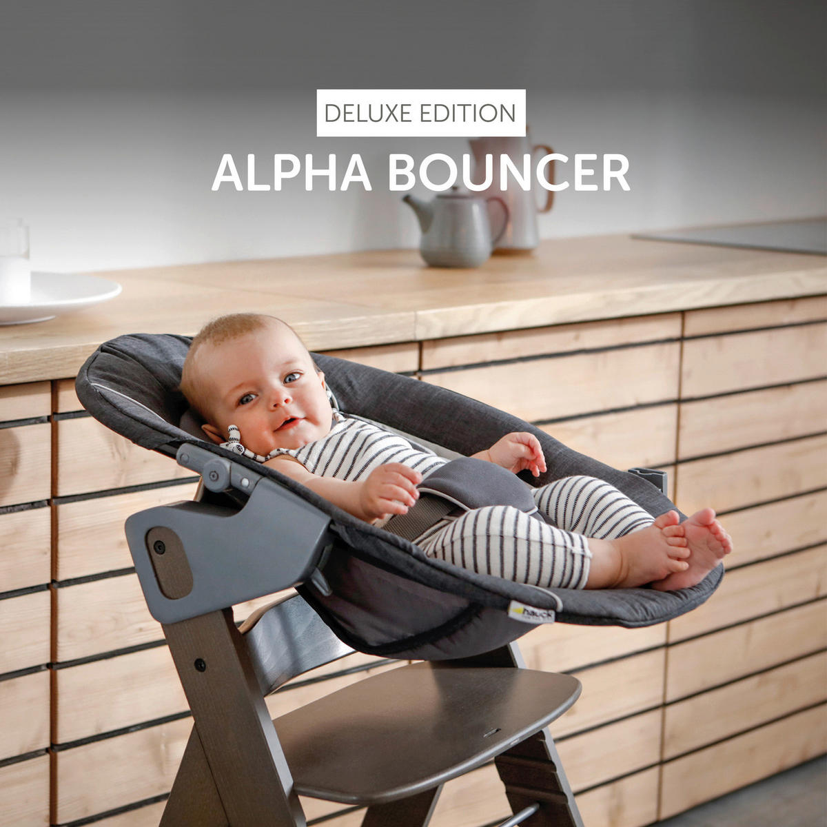 HOCHSTUHLLIEGE ALPHA BOUNCER DELUXE  - Weiß/Grau, Trend, Textil (66/49/45cm) - Hauck