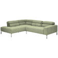 ECKSOFA  in Flachgewebe Olivgrün  224/282 cm  - Chromfarben/Olivgrün, KONVENTIONELL, Textil/Metall (224/282cm) - Hom`in