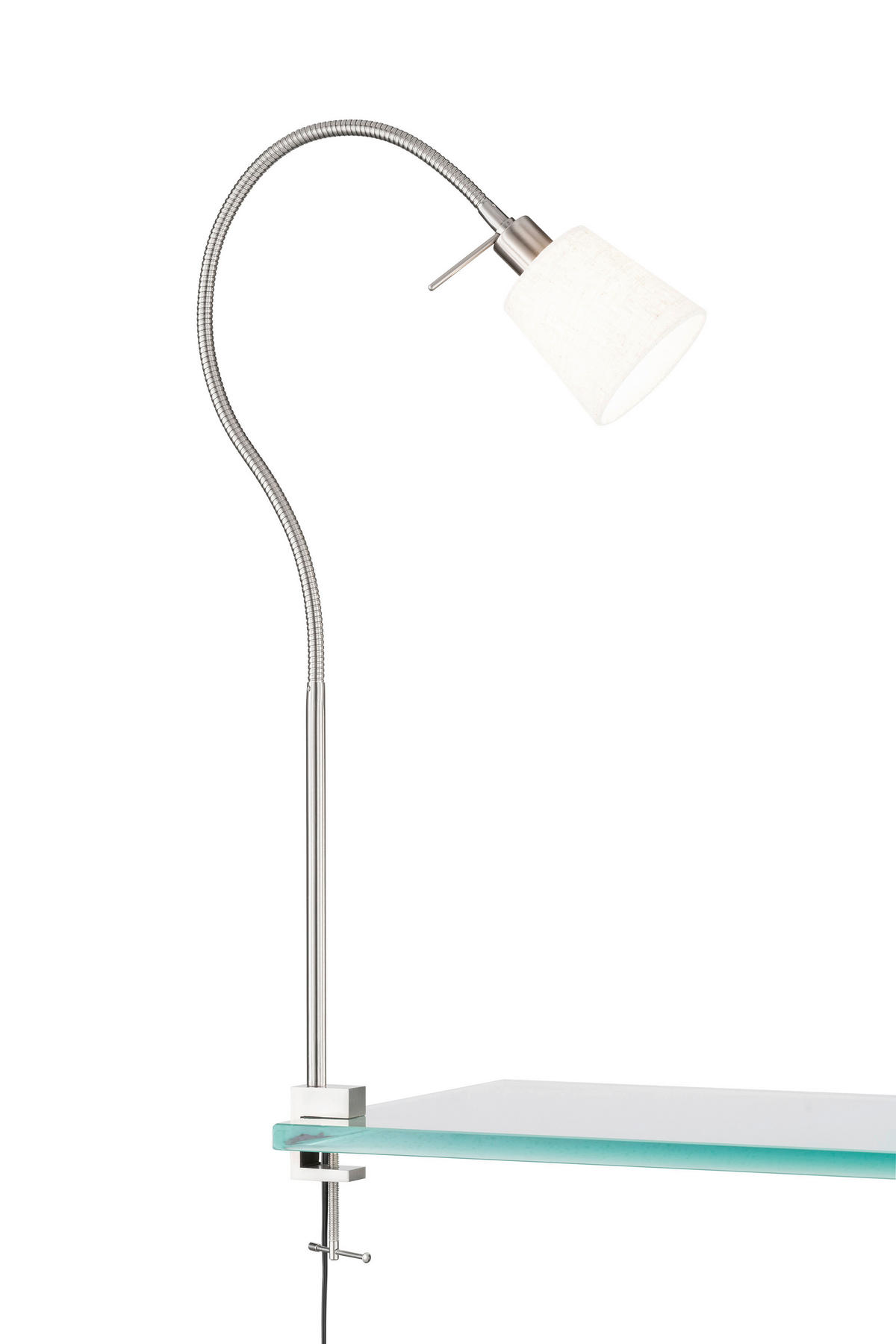 KLÄMLAMPA - vit/nickelfärgad, Basics, metall/textil (60/11/45cm) - Fischer & Honsel