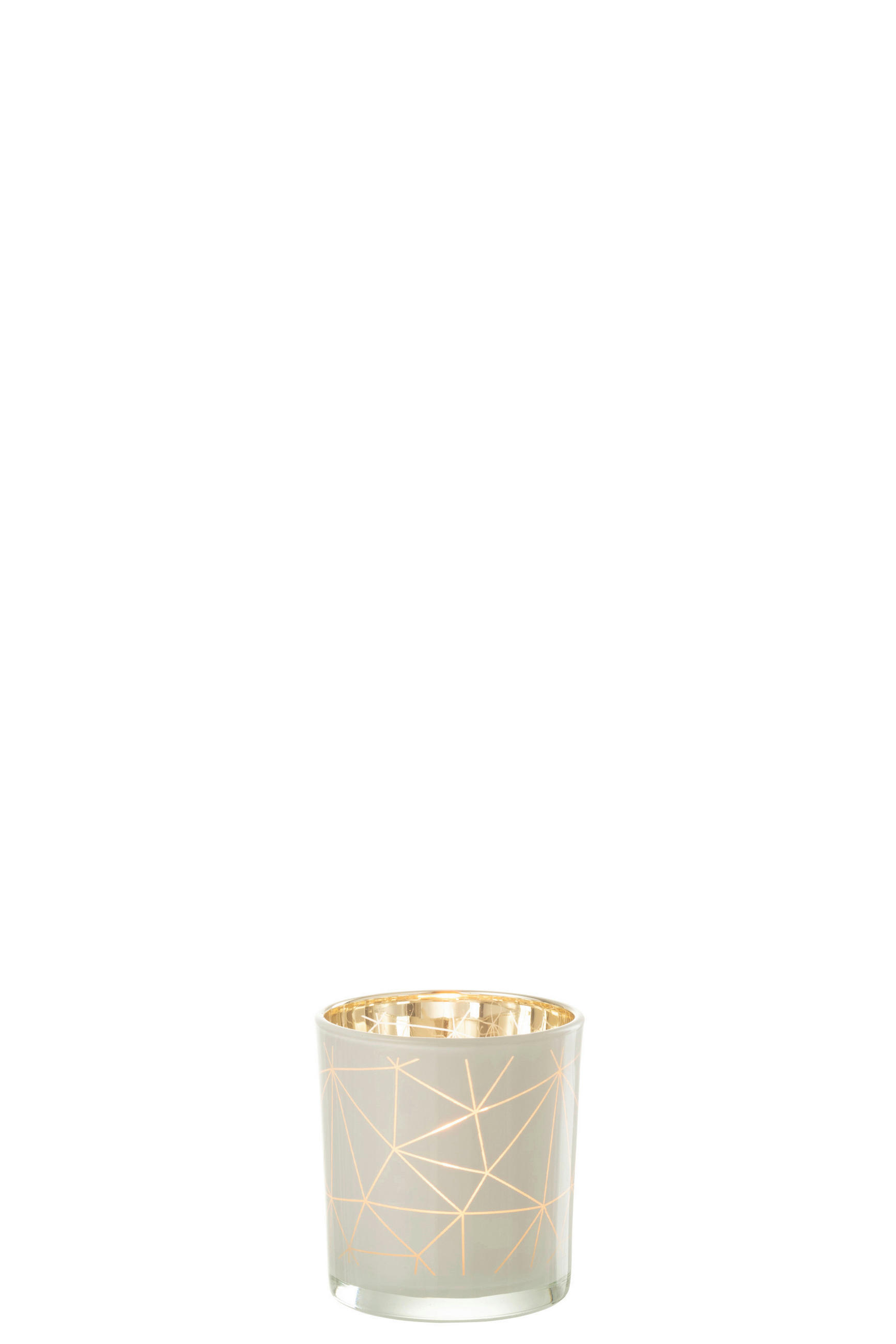 TEELICHTHALTER - Weiss/Goldfarben, Basics, Glas (7,3/7,3/8cm) - Ambia Home