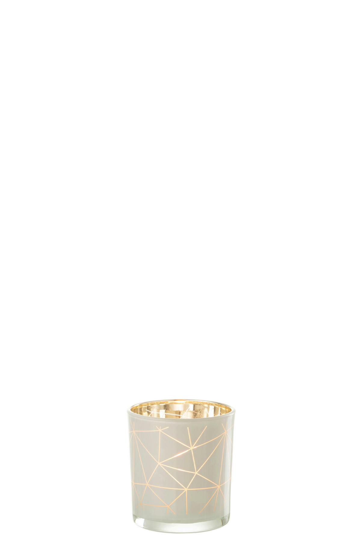 TEELICHTHALTER - Weiss/Goldfarben, Basics, Glas (7,3/7,3/8cm) - Ambia Home
