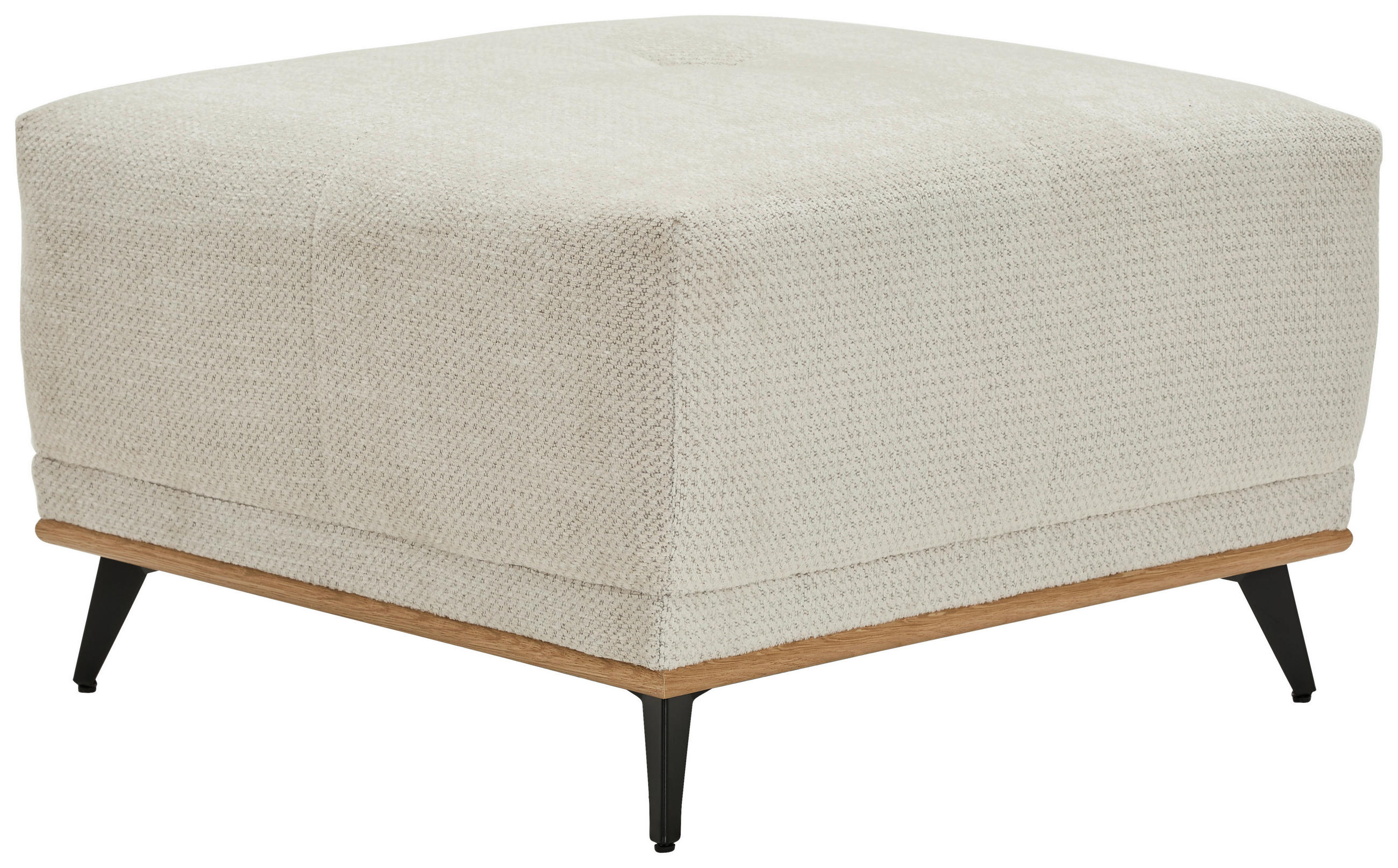 HOCKER Chenille Creme  - Creme/Schwarz, MODERN, Holz/Textil (73/47/73cm) - home24