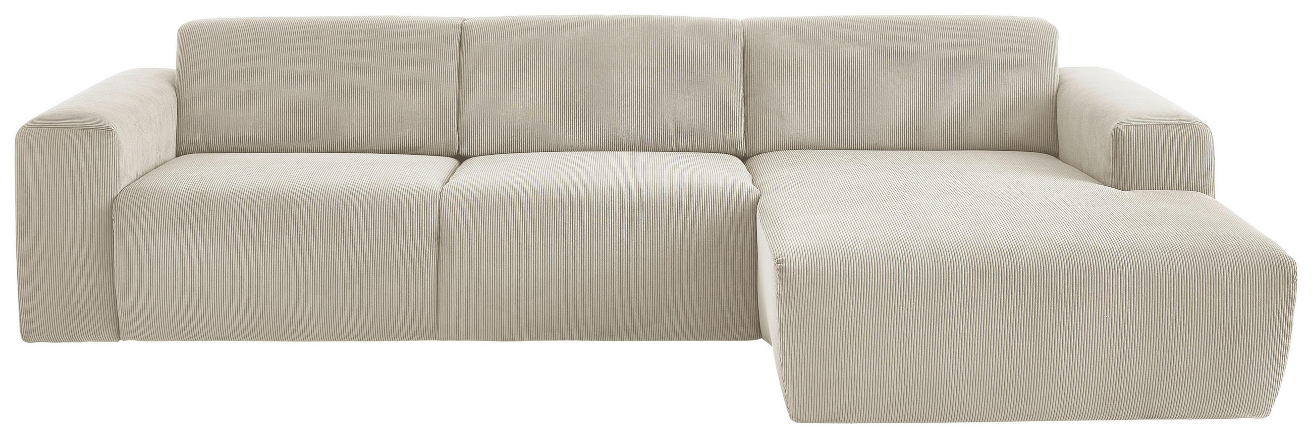 ECKSOFA Naturfarben Feincord  - Schwarz/Naturfarben, Design, Kunststoff/Textil (302/174cm) - Beldomo Style