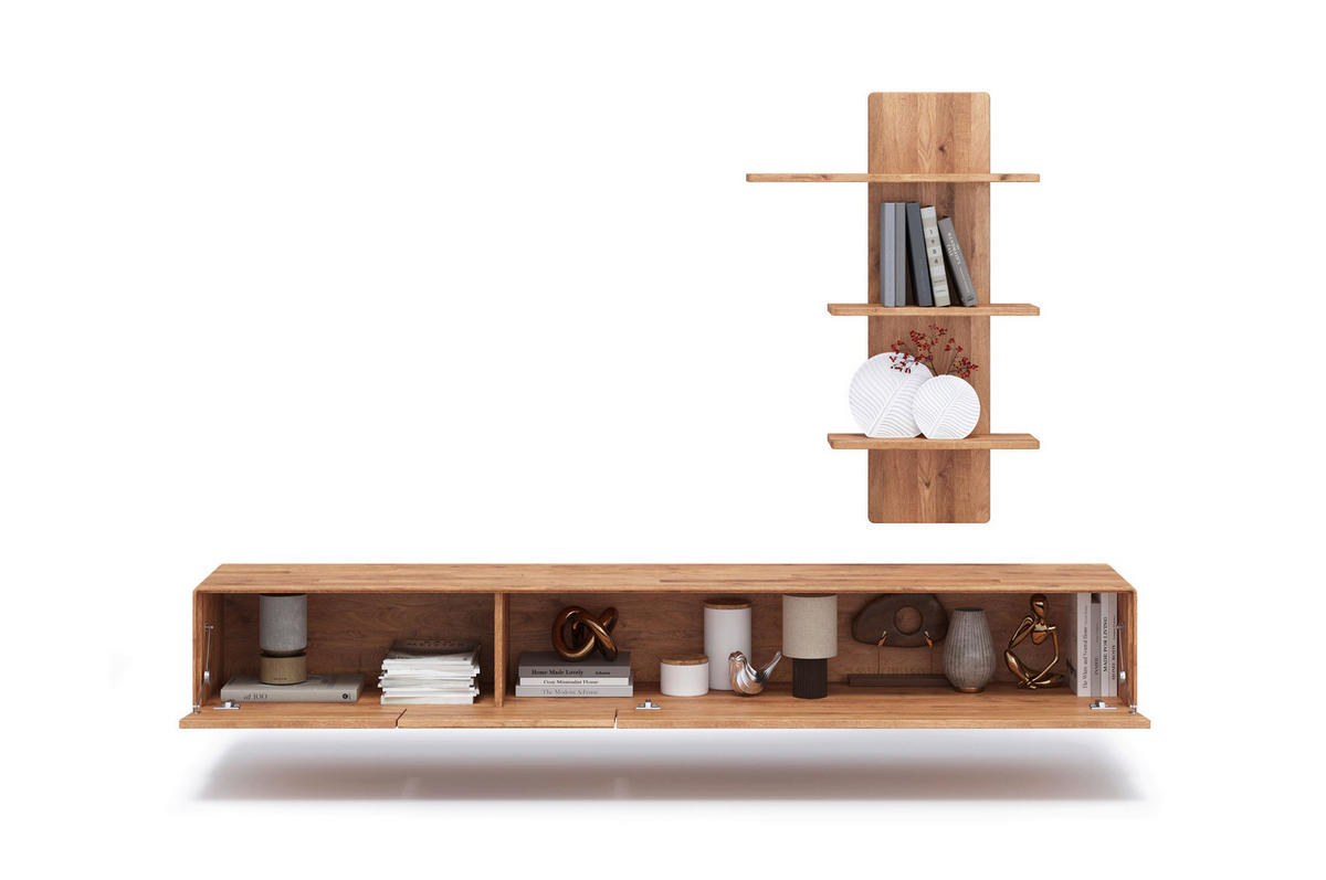 WOHNWAND 2-teilig  in Wildeiche  220/136,5/40 cm  - Wildeiche, Basics, Holz (220/136,5/40cm) - Livetastic