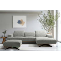 ECKSOFA PORTLAND in Struktur Grau Kopfteilverstellung  295/187 cm  - Schwarz/Grau, Design, Holz/Textil (295/187cm) - Livetastic