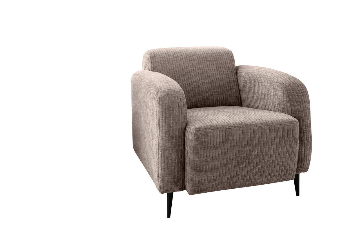 SESSEL in Velours Beige  - Beige/Schwarz, Modern, Textil/Metall (85/76/90cm) - Livetastic