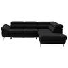 ECKSOFA in Echtleder Schwarz  - Silberfarben/Schwarz, Design, Leder/Metall (270/220cm) - Novel