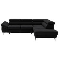 ECKSOFA in Echtleder Schwarz  - Silberfarben/Schwarz, Design, Leder/Metall (270/220cm) - Novel