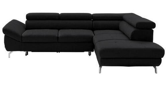 ECKSOFA Schwarz Echtleder  - Silberfarben/Schwarz, Design, Leder/Metall (270/220cm) - Novel