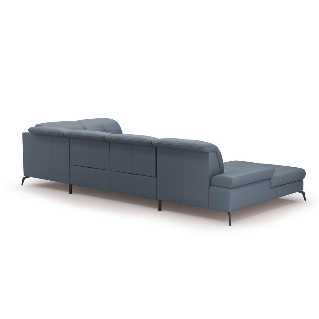 Thumbnail - Sit & More Wohnlandschaft, Graublau, Leder, Echtleder, Nappaleder, 6,5-Sitzer, Ottomane rechts, U-Form, 357x231 cm, Gold...