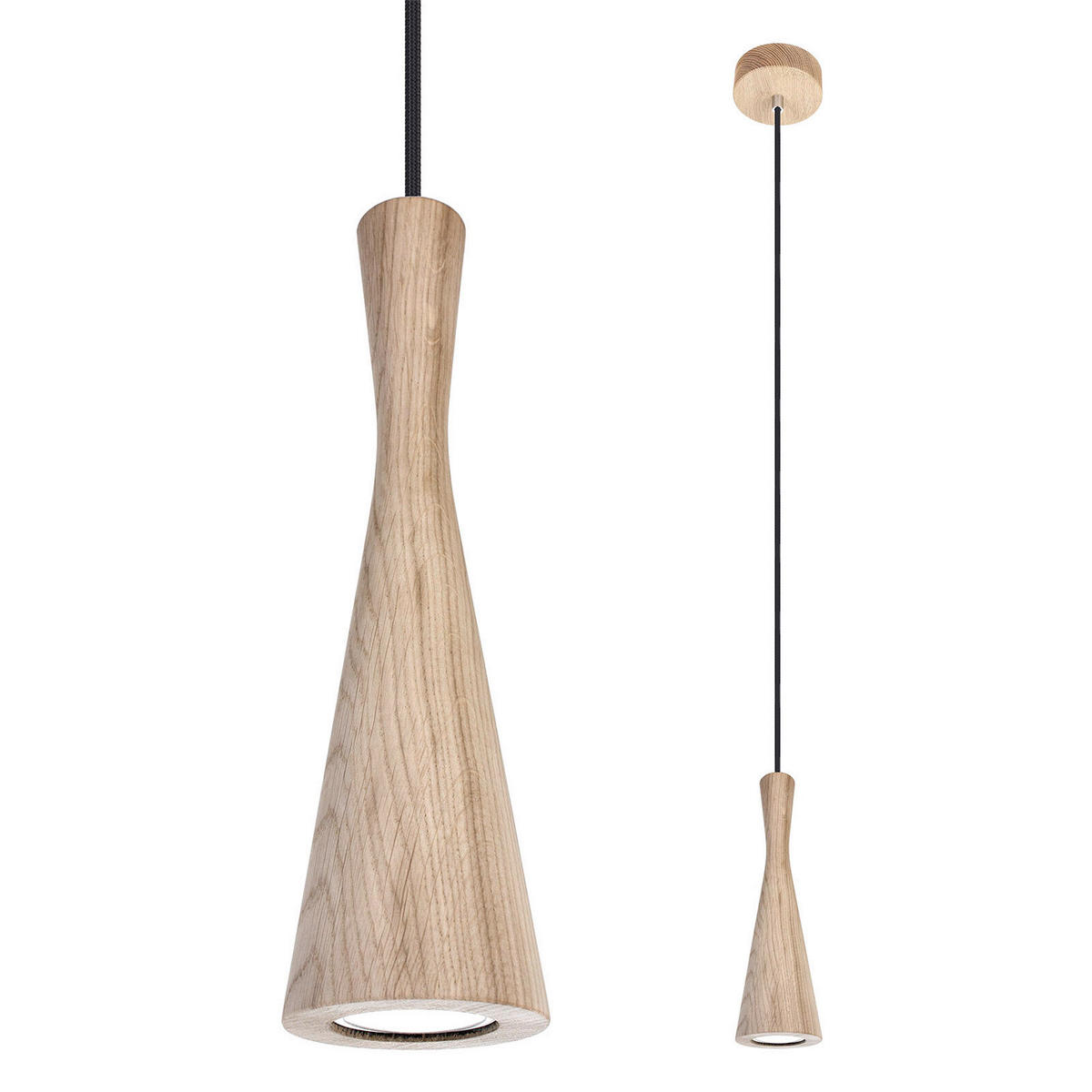 HÄNGELEUCHTE Vegas 10/90-140 cm  - Eichefarben/Schwarz, Natur, Holz (10/90-140cm)