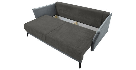 SCHLAFSOFA  mit Liegefunktion, Rücken echt Cord, Flachgewebe Grau  - Schwarz/Grau, KONVENTIONELL, Textil/Metall (223/72/100cm) - Carryhome