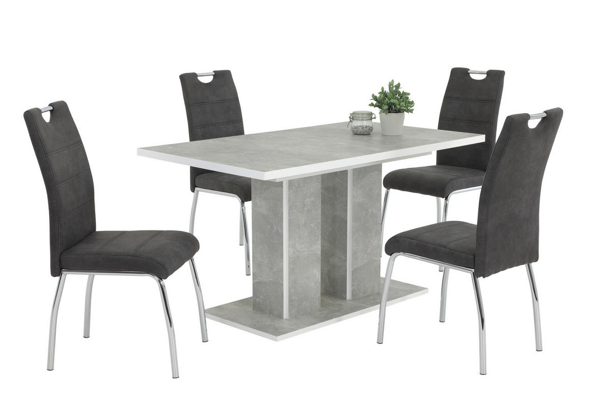 STUHL-SET 2 Stück  in Stahl Mikrofaser Metall, Textil  - Chromfarben/Anthrazit, MODERN, Textil/Metall (44cm) - MID.YOU