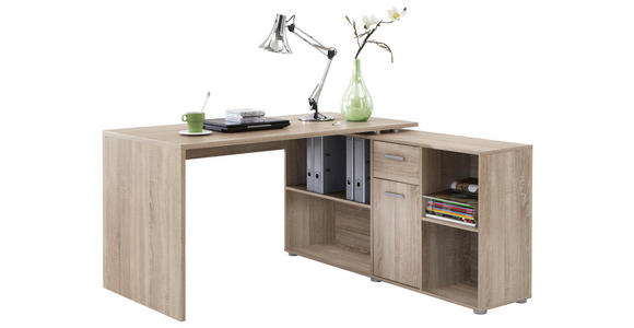 ECKSCHREIBTISCH Eichefarben - Chromfarben/Eichefarben, Design, Holz/Kunststoff (137/75/68cm) - Cantus