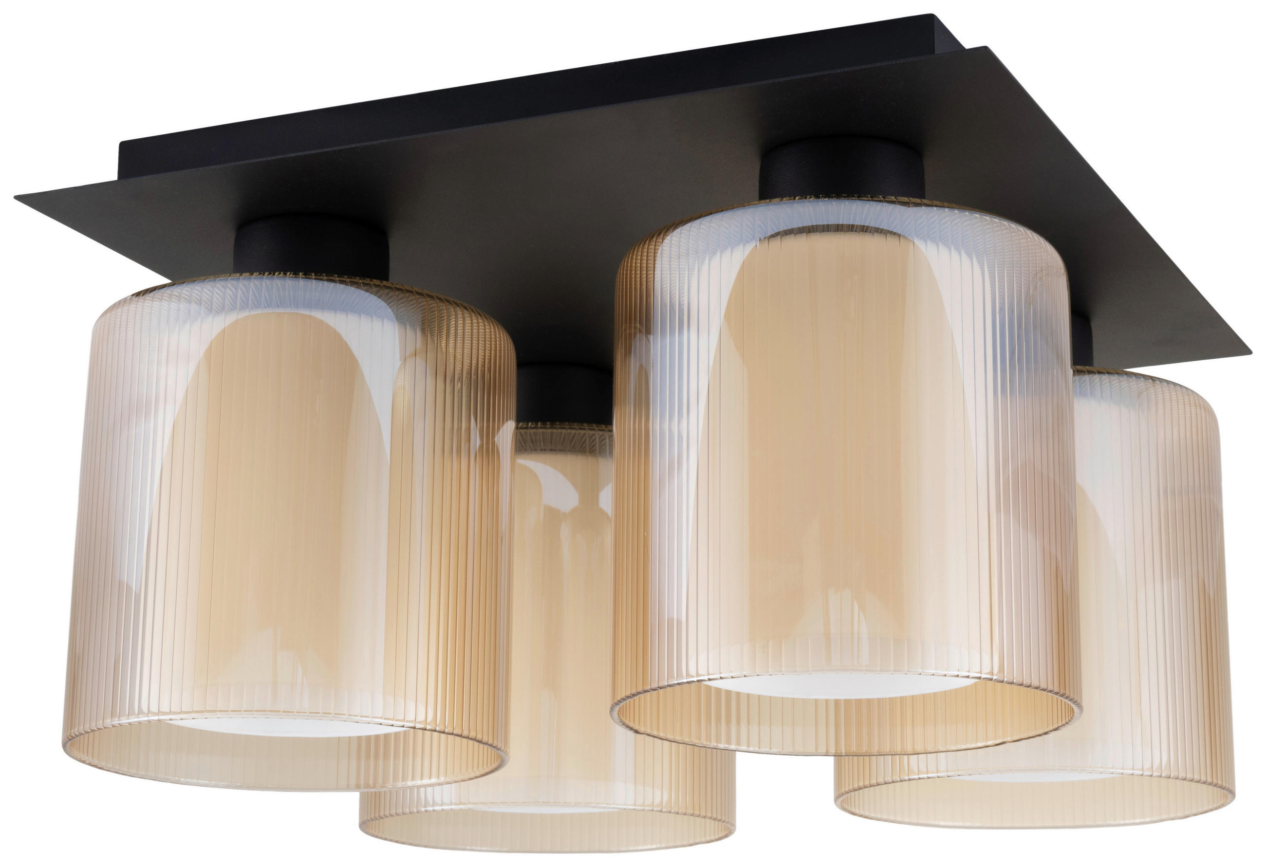 DECKENLEUCHTE 35/35/21 cm   - Bernsteinfarben/Weiß, Design, Glas/Metall (35/35/21cm) - Collet's Monde