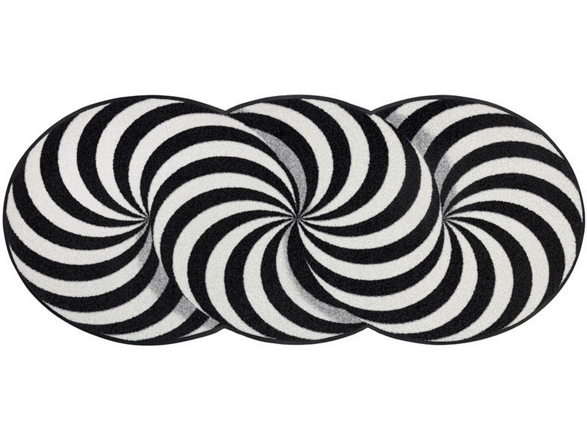 LÄUFER 60/140 cm Infinity Swirl Schwarz, Weiß  - Schwarz/Weiß, Design, Kunststoff/Textil (60/140cm) - wash+dry