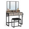 SCHMINKTISCH Greige, Schwarz  - Greige/Schwarz, Trend, Glas/Holzwerkstoff (90/40/141cm) - Boxxx