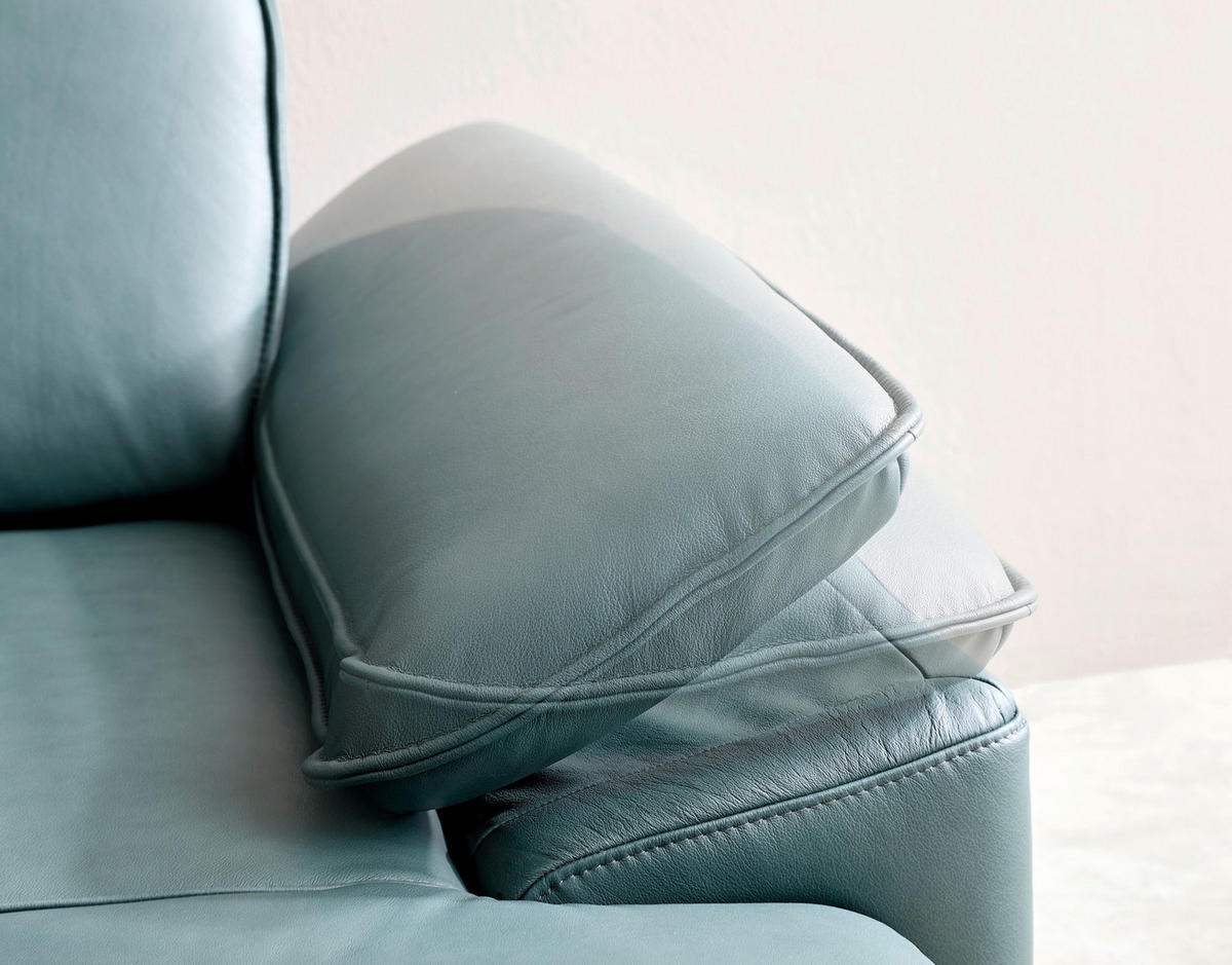 ECKSOFA Opal Echtleder  - Opal/Schwarz, Design, Leder/Metall (332/193cm) - Dieter Knoll