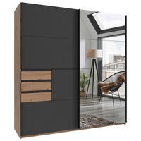 SCHWEBETÜRENSCHRANK  in Graphitfarben, Eiche Artisan  - Graphitfarben/Eiche Artisan, KONVENTIONELL, Glas/Holzwerkstoff (180/198/65cm) - Carryhome