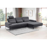 ECKSOFA Astoria Dunkelgrau Flachgewebe  - Dunkelgrau/Schwarz, Design, Textil/Metall (305/178cm) - Livetastic