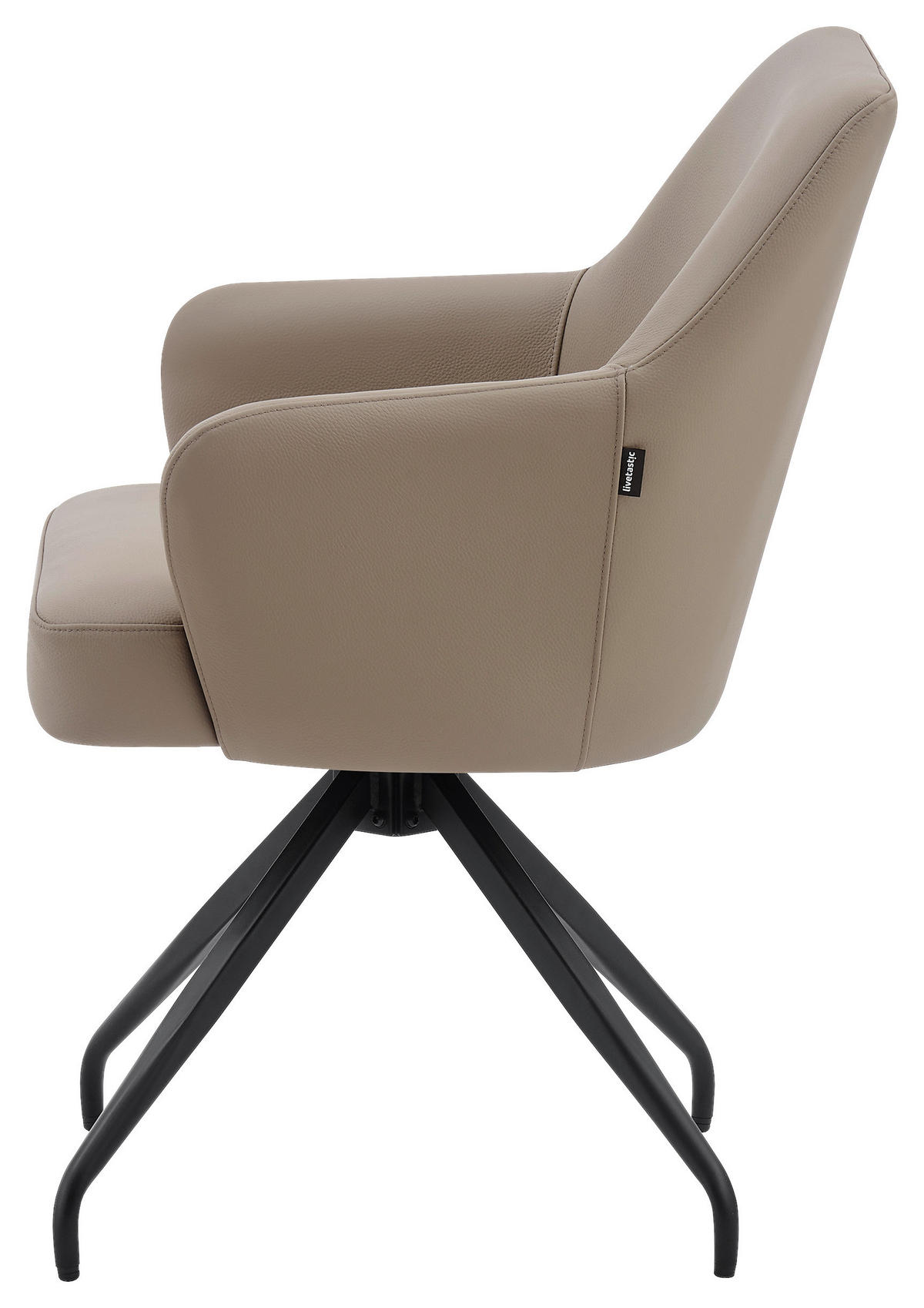 STOLICA S NASLONOM ZA RUKE  crna, taupe  drvo, metal, koža      - crna/taupe, Moderno, koža/drvo (57,5/83,5/63cm) - Livetastic