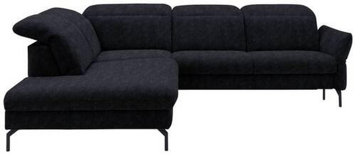 ECKSOFA in Flachgewebe Graphitfarben  - Schwarz/Graphitfarben, Design, Textil/Metall (233/299-313cm) - Dieter Knoll