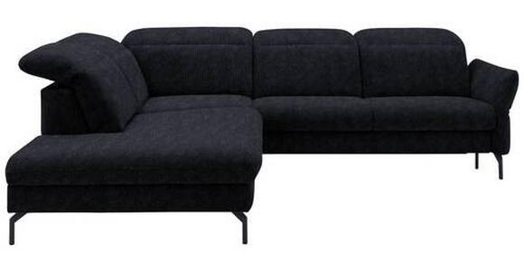 ECKSOFA in Flachgewebe Graphitfarben  - Schwarz/Graphitfarben, Design, Textil/Metall (233/299-313cm) - Dieter Knoll