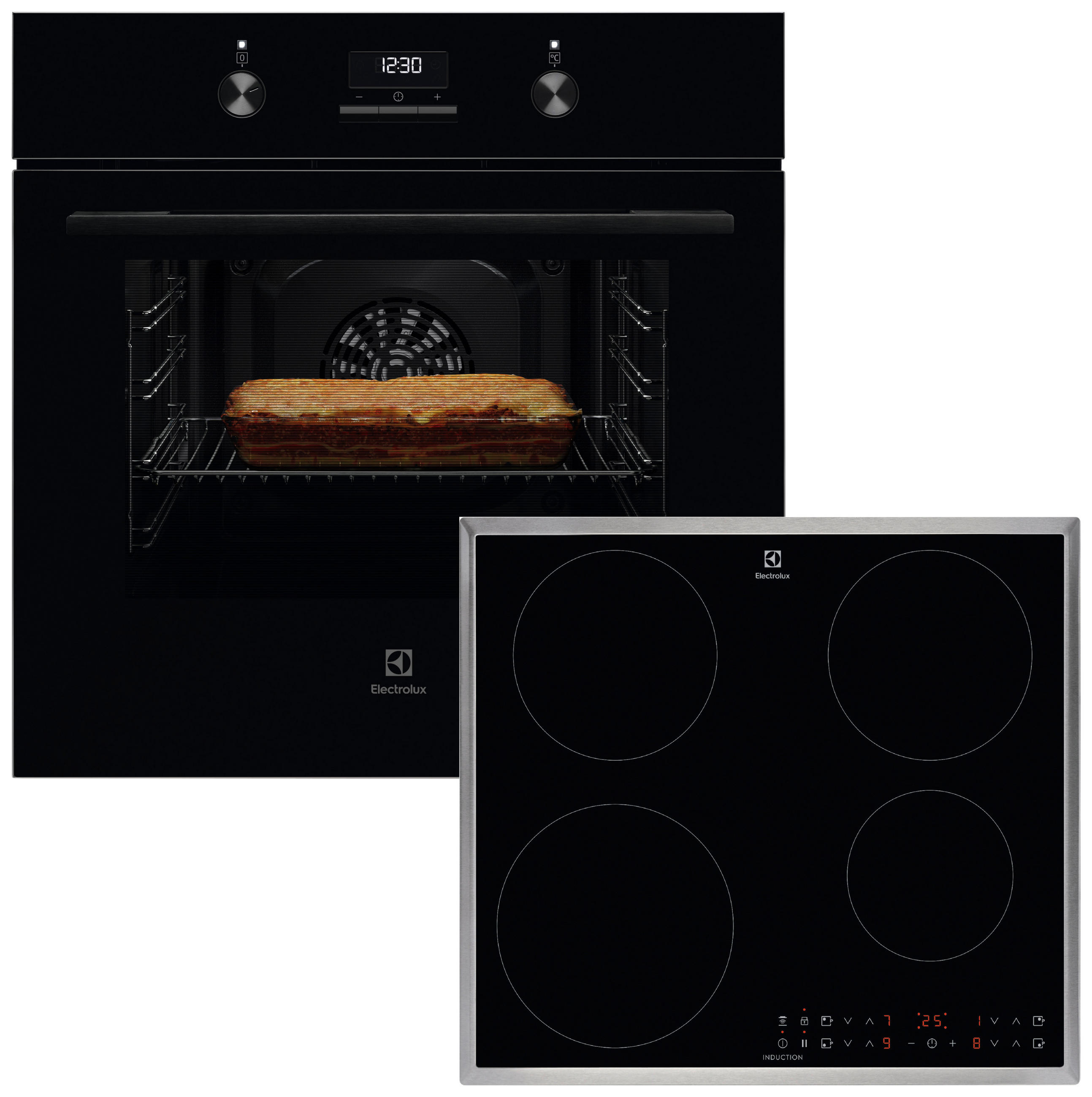 BACKOFENSET ELXB4K  - Edelstahlfarben/Schwarz, Basics, Glas/Metall (59,5/59,4/54,8cm) - Electrolux