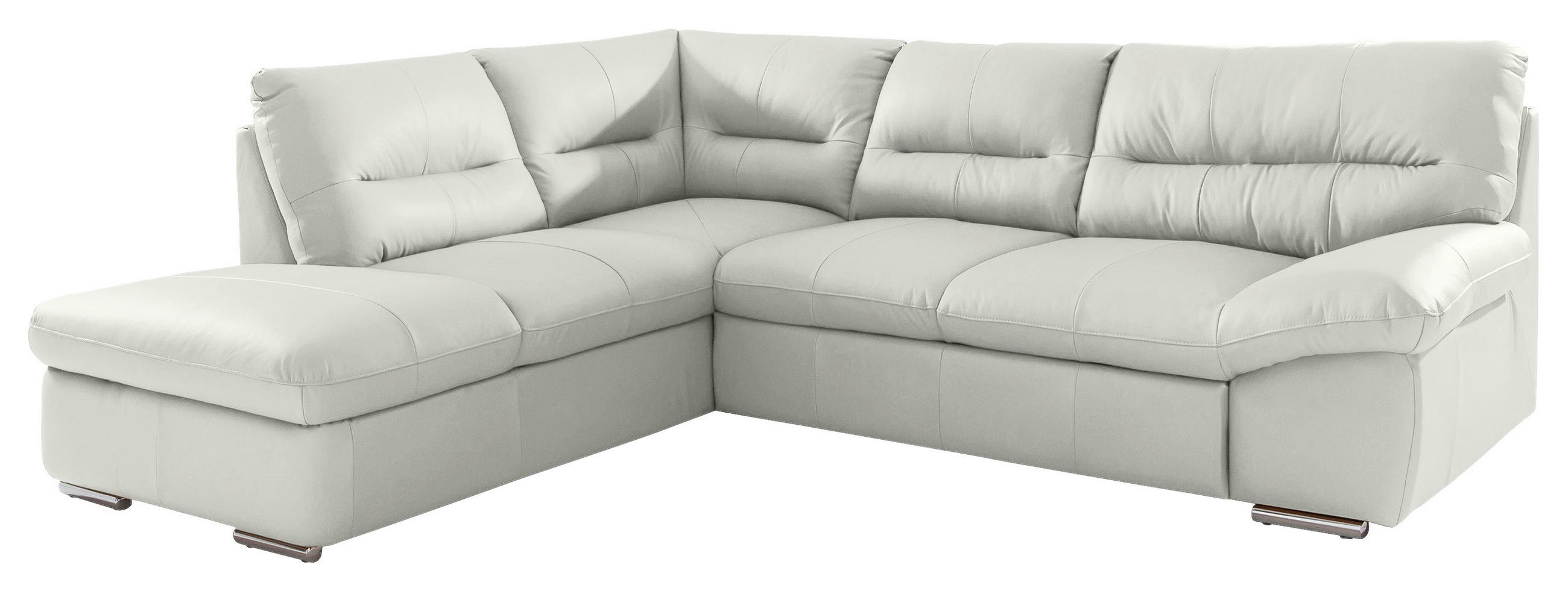ECKSOFA in Echtleder Beige  - Chromfarben/Beige, Design, Leder/Metall (216/268cm) - Livetastic