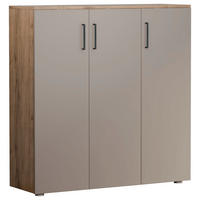 SCHUHSCHRANK Grau, Eichefarben  - Eichefarben/Silberfarben, Basics, Holzwerkstoff/Kunststoff (120/120/38cm) - Moderano