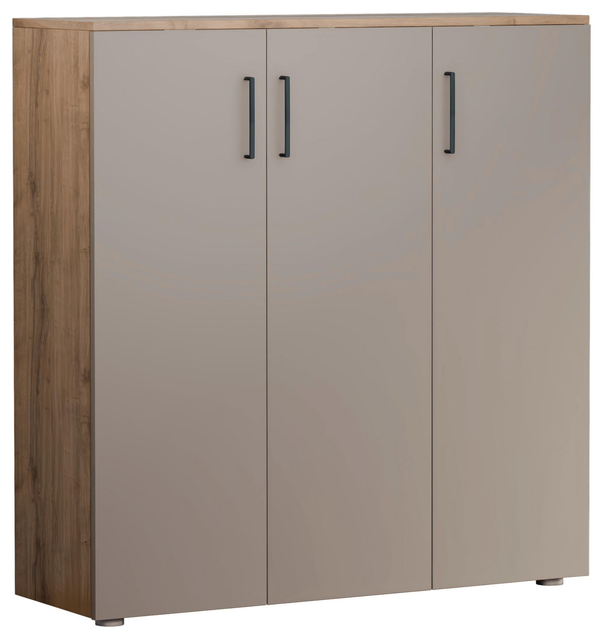 SCHUHSCHRANK Grau, Eichefarben  - Eichefarben/Silberfarben, Basics, Holzwerkstoff/Kunststoff (120/120/38cm) - Moderano