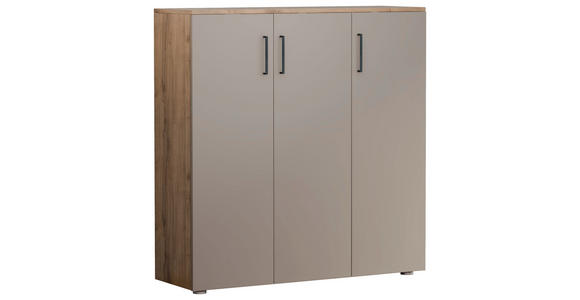 SCHUHSCHRANK 120/120/38 cm  - Eichefarben/Silberfarben, Basics, Holzwerkstoff/Kunststoff (120/120/38cm) - Moderano