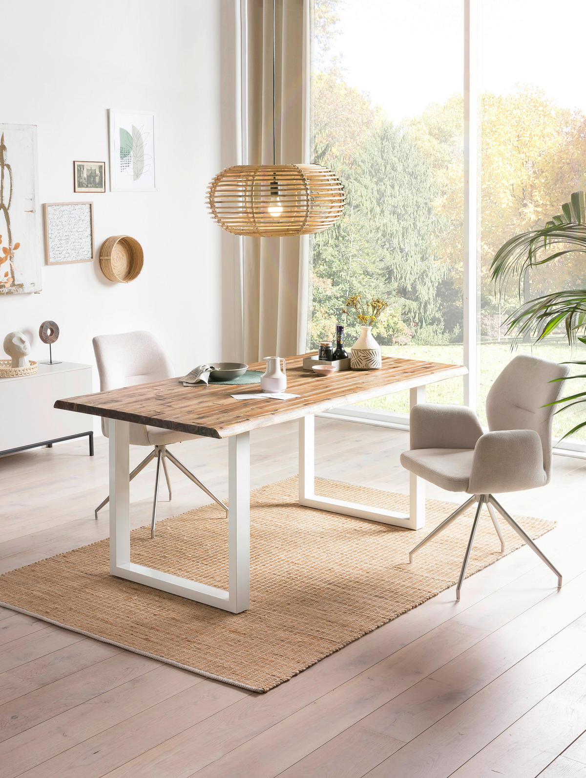 ESSTISCH in Holz 180/90/75 cm   - Weiß/Naturfarben, MODERN, Holz/Metall (180/90/75cm) - Livetastic