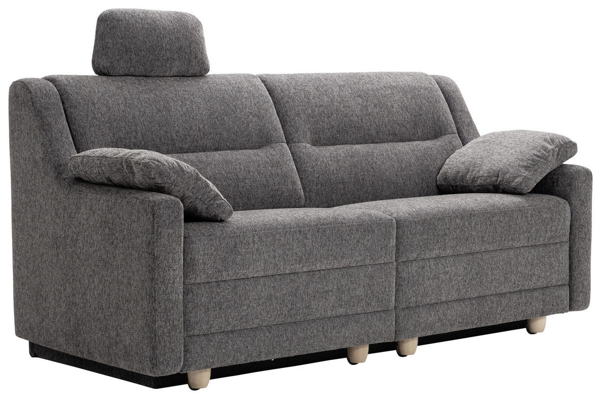 SCHLAFSOFA  mit Typenauswahl, Fußauswahl, Stoffauswahl, Liegefunktion, Sitzqualitäten, Schlafen auf Sitzhöhe, Hocker erhältlich, Rückenfutter Chenille Braun  - Buchefarben/Braun, KONVENTIONELL, Holz/Textil (184/88/91cm) - Sedda