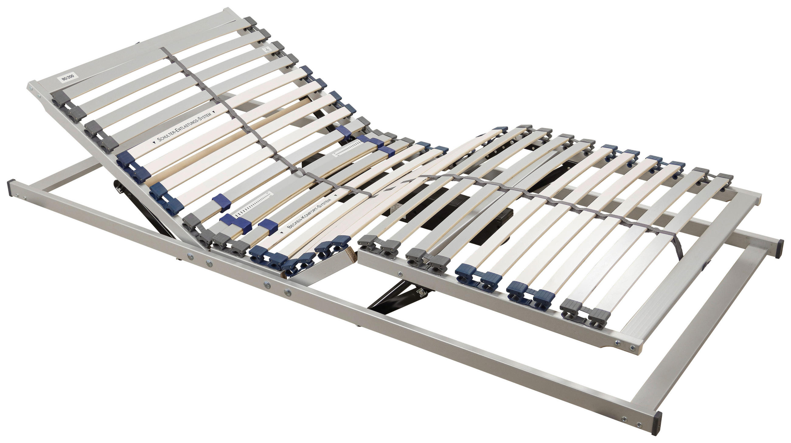 ELEKTRISCHER LATTENROST 90/200 cm  - Silberfarben/Naturfarben, KONVENTIONELL, Holz (90/200cm) - Sembella