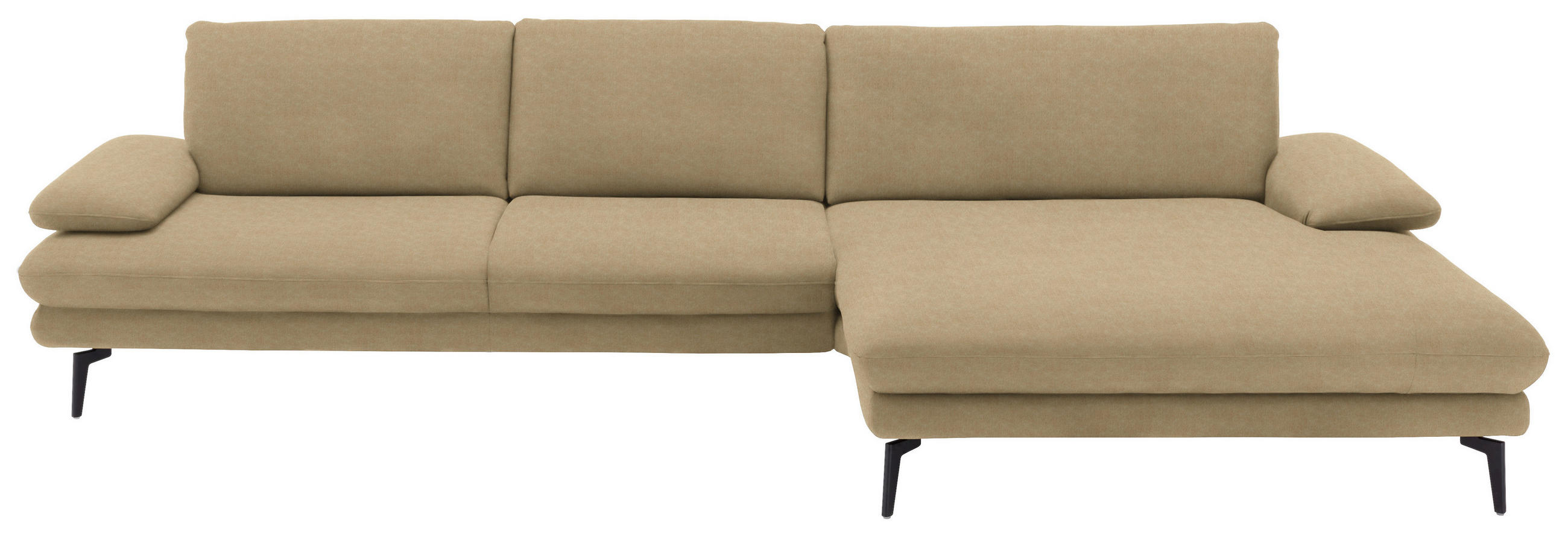ECKSOFA in Velours Cappuccino  310/180 cm  - Schwarz/Cappuccino, Design, Textil/Metall (310/180cm) - Dieter Knoll