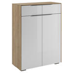 AKTENSCHRANK Anthrazit, Weiß, Eichefarben  - Eichefarben/Anthrazit, MODERN, Glas/Holzwerkstoff (80,8/110,2/37,2cm) - Voleo