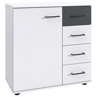 KOMMODE 81/83/41 cm  in Graphitfarben, Weiss  - Weiss/Schwarz, Konventionell, Holzwerkstoff/Kunststoff (81/83/41cm) - Carryhome